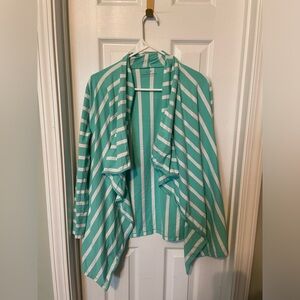 Vineyard Vines Teal and White Striped Cardigan